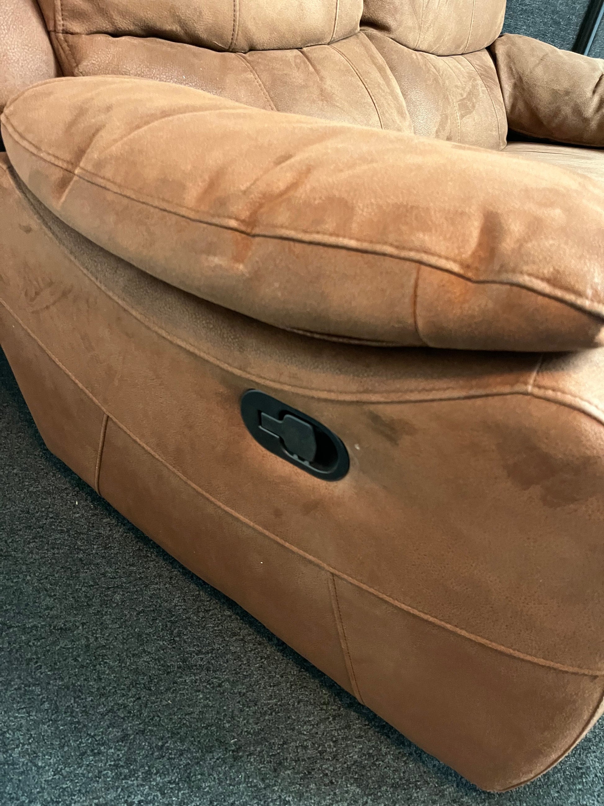 2 seater brown suede fabric recliner sofa  2225