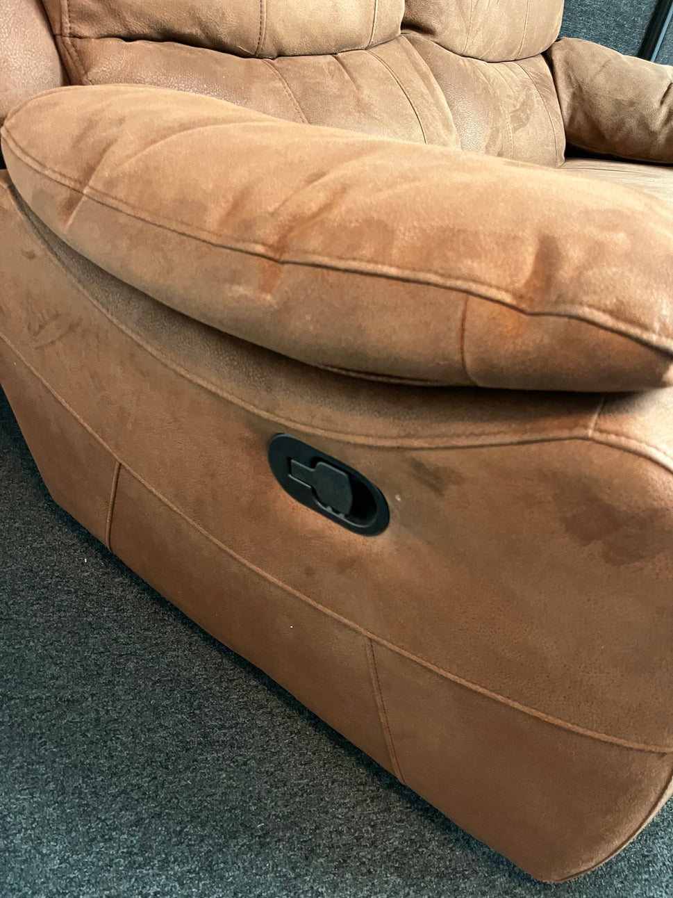 2 seater brown suede fabric recliner sofa  2225
