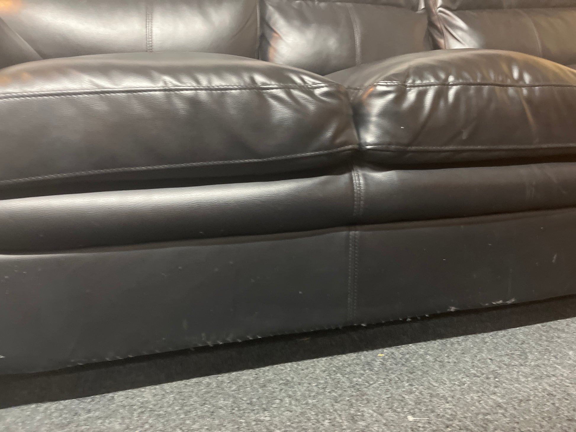 Black PU leatherette 3-seater sofa 1325