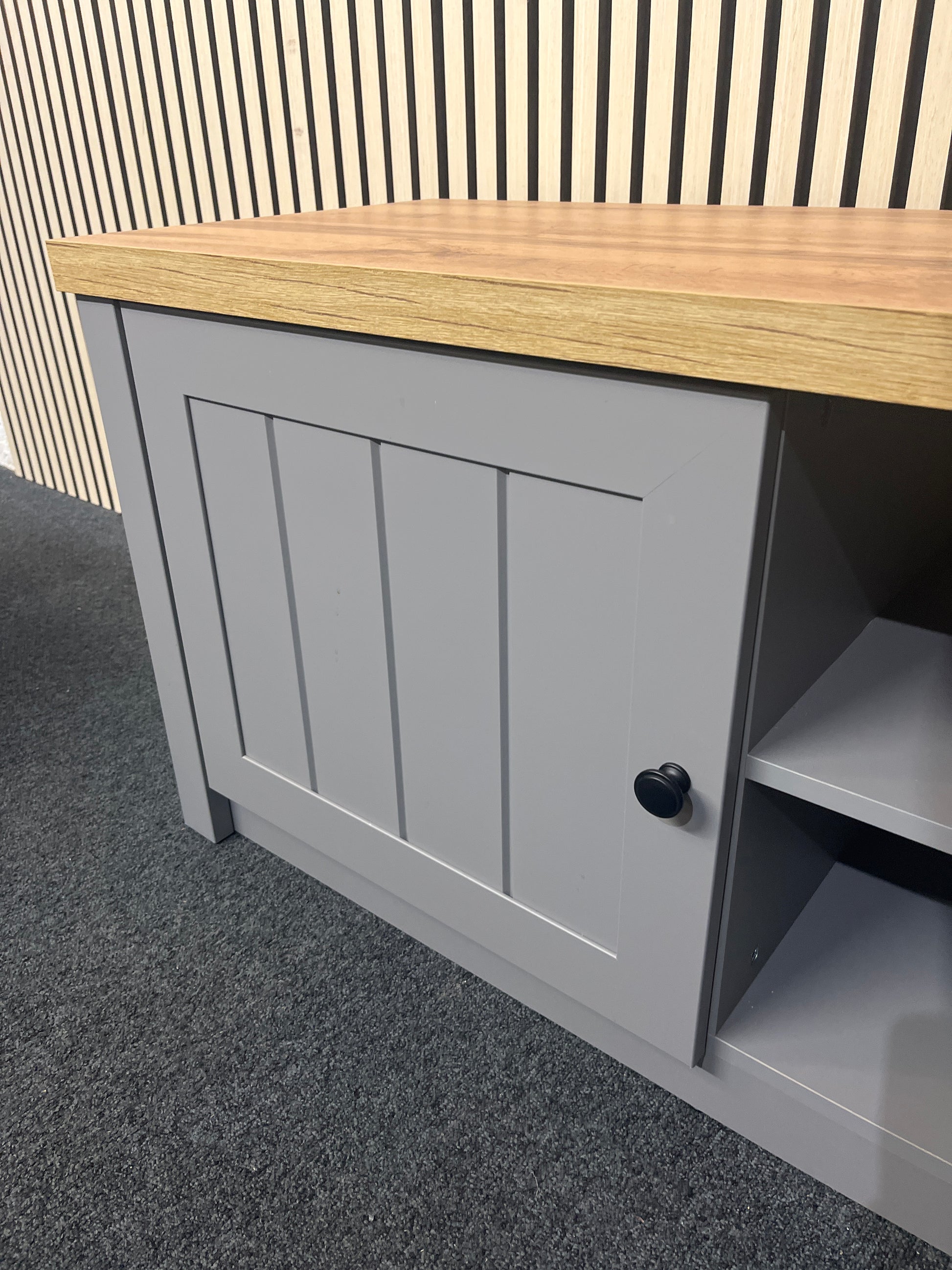 Oak and grey laminate Long 2 door tv unit  3325
