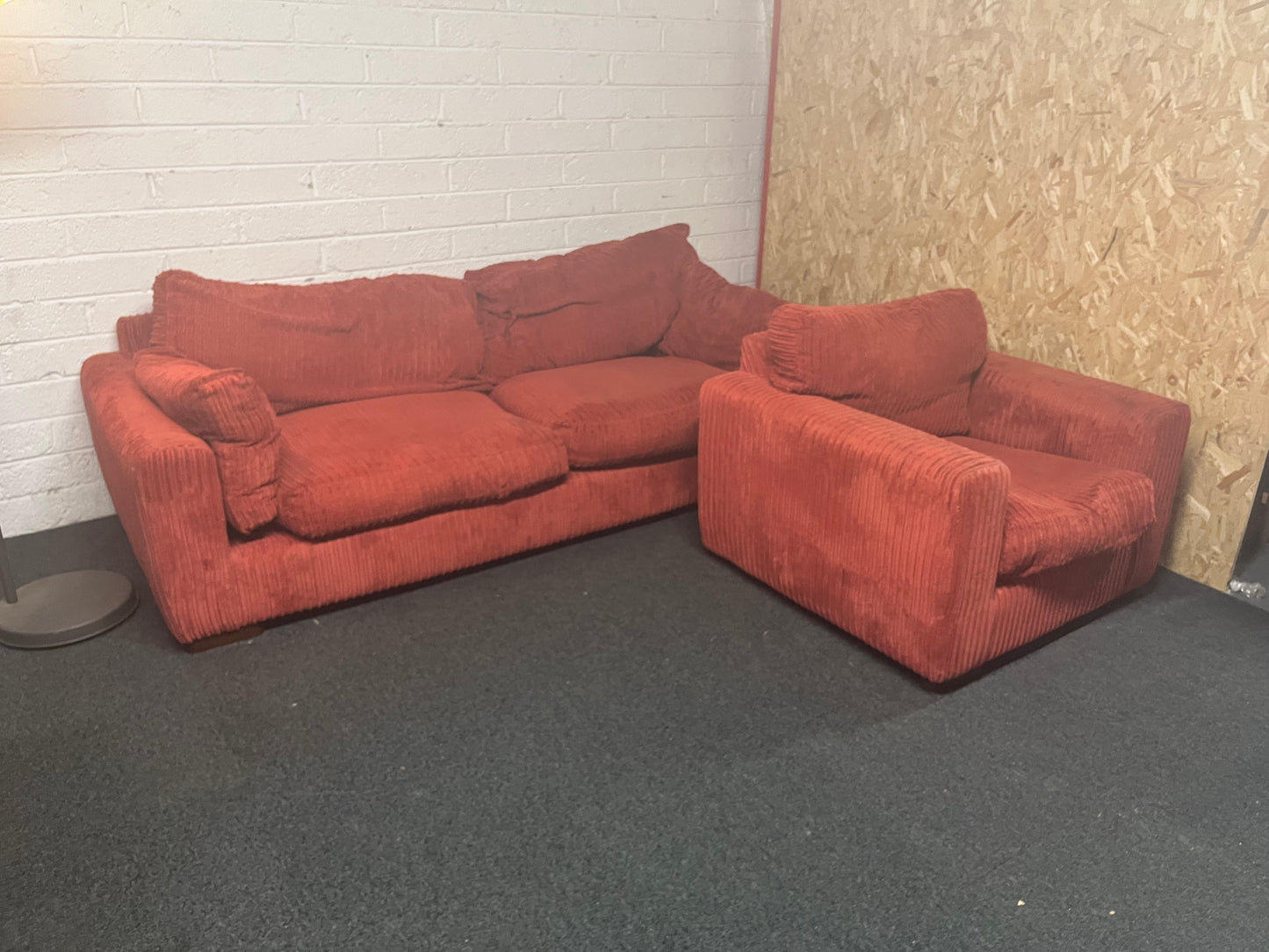 3+1 red corduroy fabric sofa suite 1325