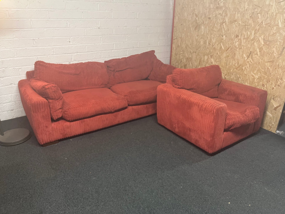 3+1 red corduroy fabric sofa suite 1325