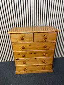 Switch Tall 3+2 solid pine chest of drawers, dark wood stain (H 89 x W 78 x D 40 cm) 1126 2 image