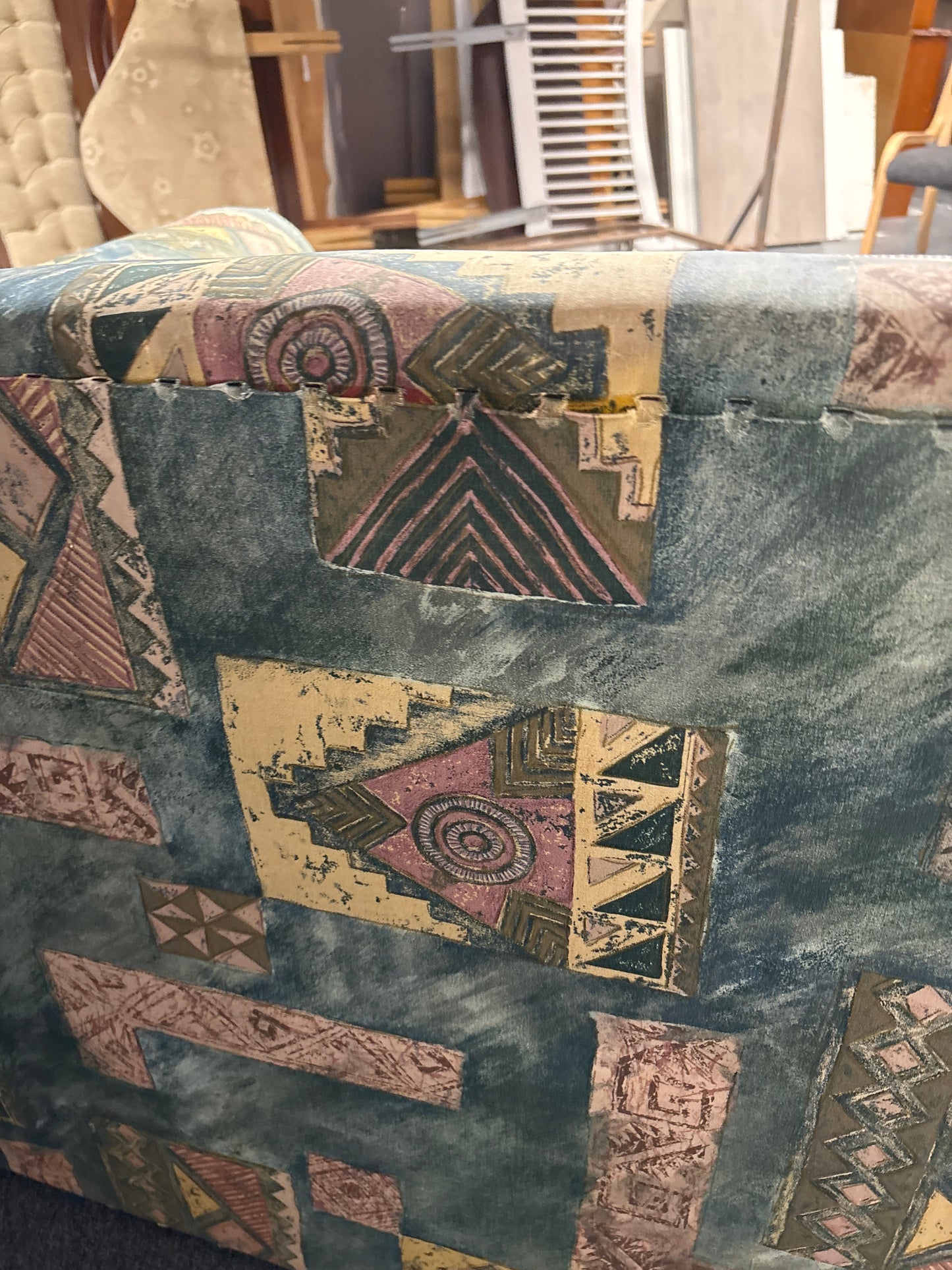 3 seater green mixed fabric patterned sofa bed 1225