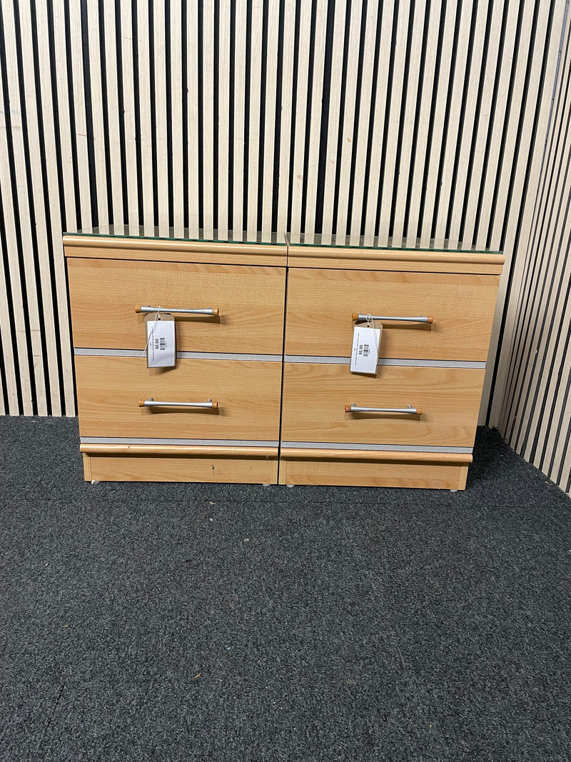 Beech laminate 2 drawer bedside locker (SET OF 2)  44637