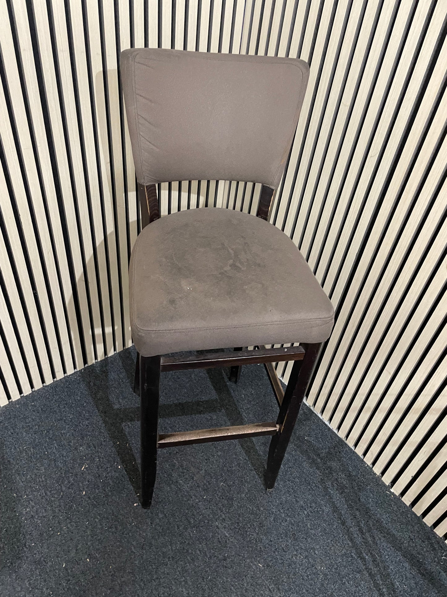 Brown fabric tall stools with back  1126