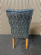 Switch Dark blue and gold fabric floral design dining chair with pin detail 3 image