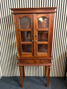 Switch Tall solid dark wood stained 2 door glass display unit with 2 no drawers (H 153 x W 670 x D 330 cm) 2425 2 image