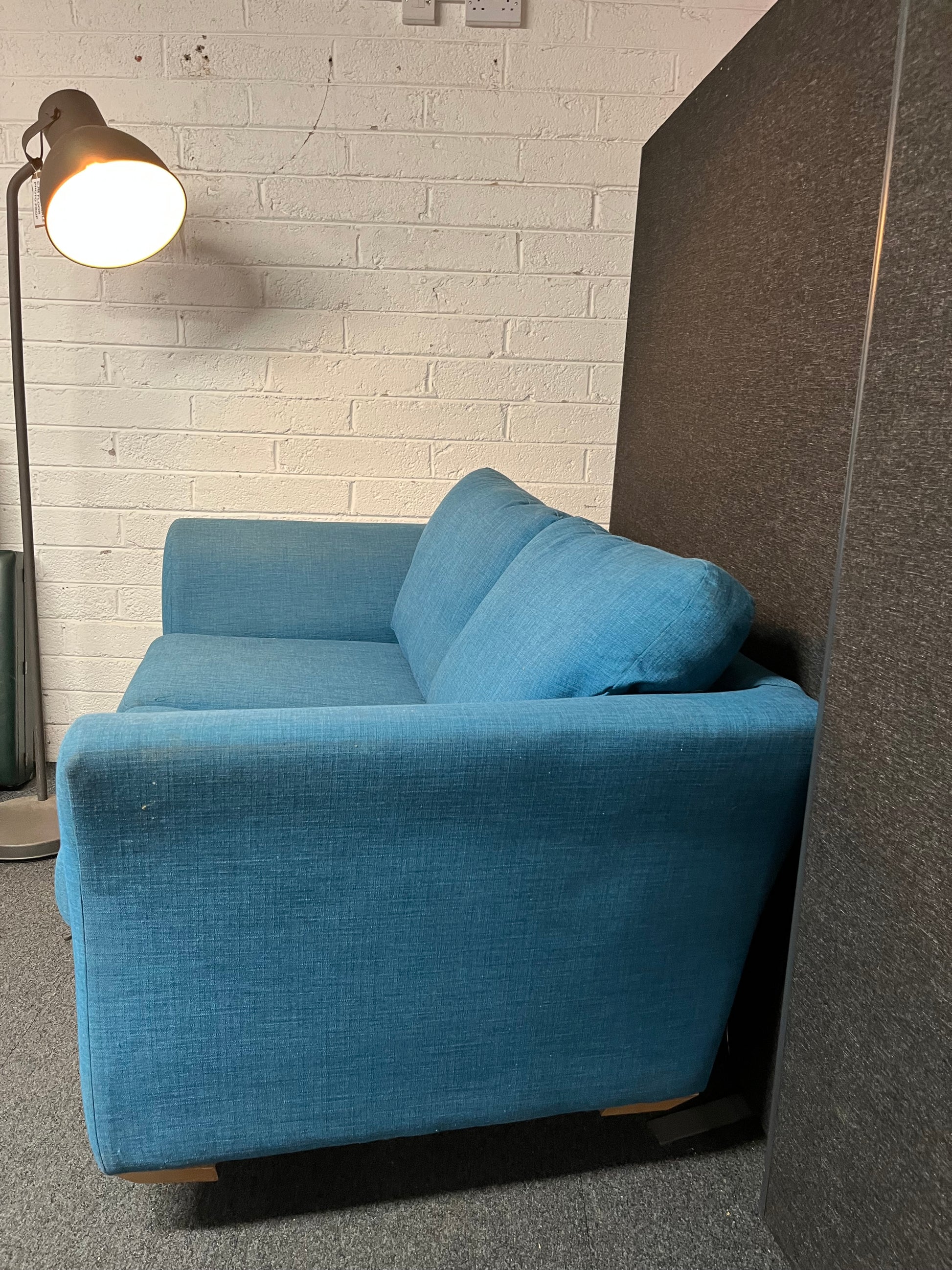 2 seater large aqua green fabric sofa 2225
