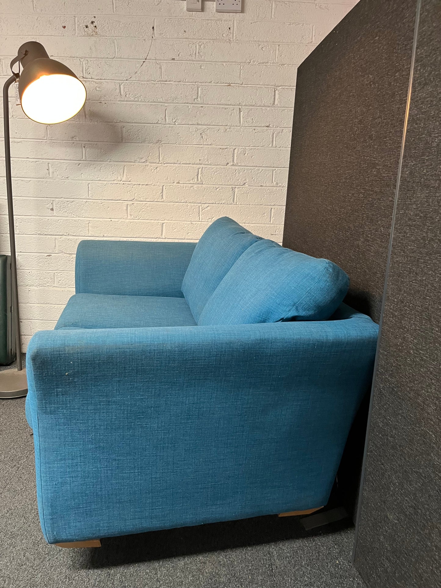 2 seater large aqua green fabric sofa 2225