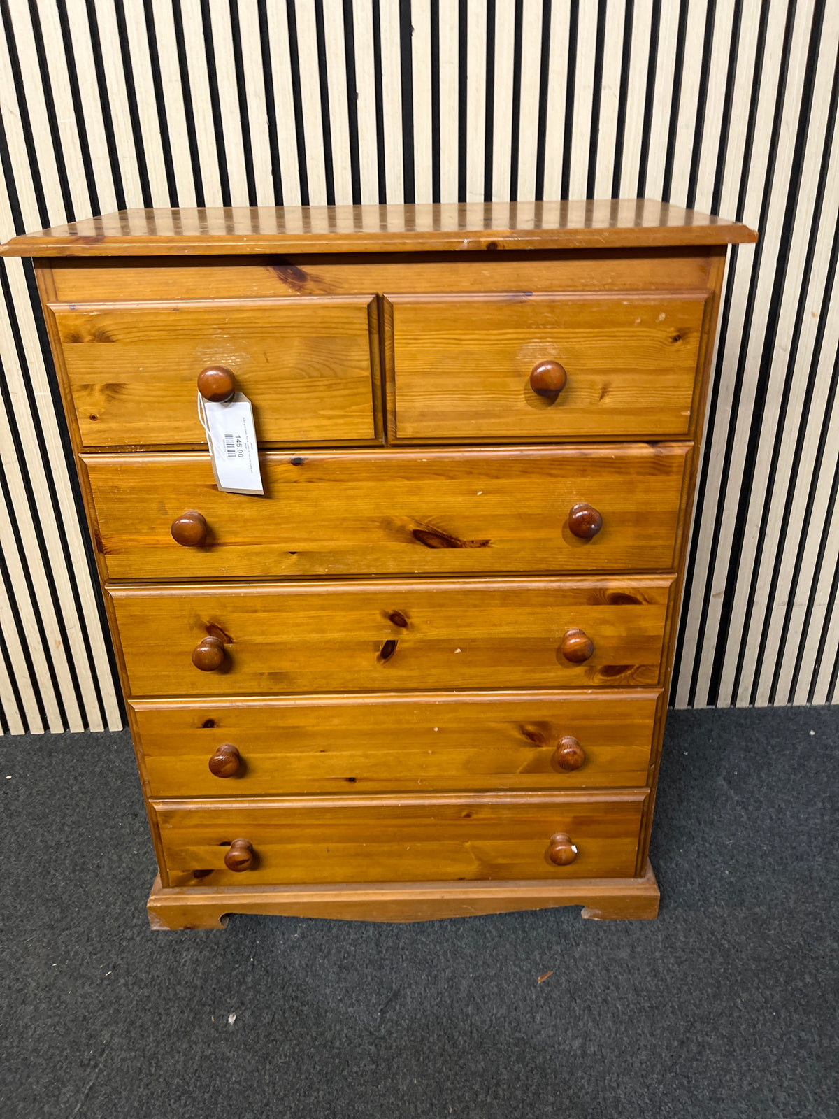 Solid pine chest, five drawers, (h 100 x 78 x d 42 cm)  44287