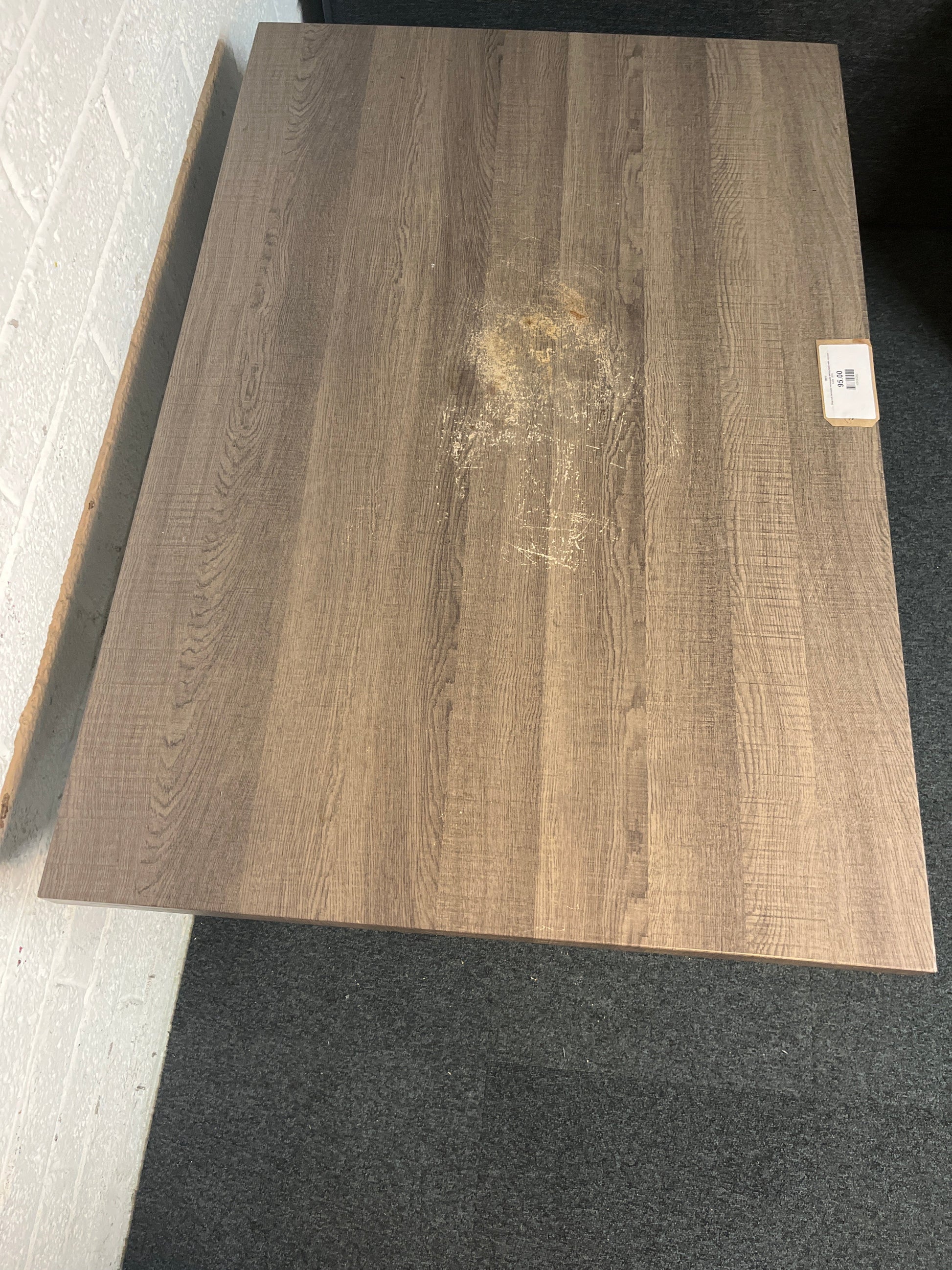 Grey oak laminate rectangular dining table with chrome frame  3225