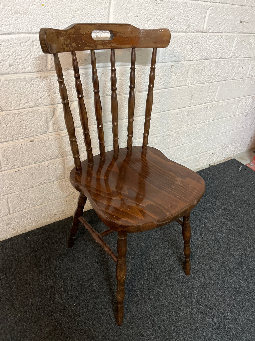 Dark wood spindle back dining chair  1325