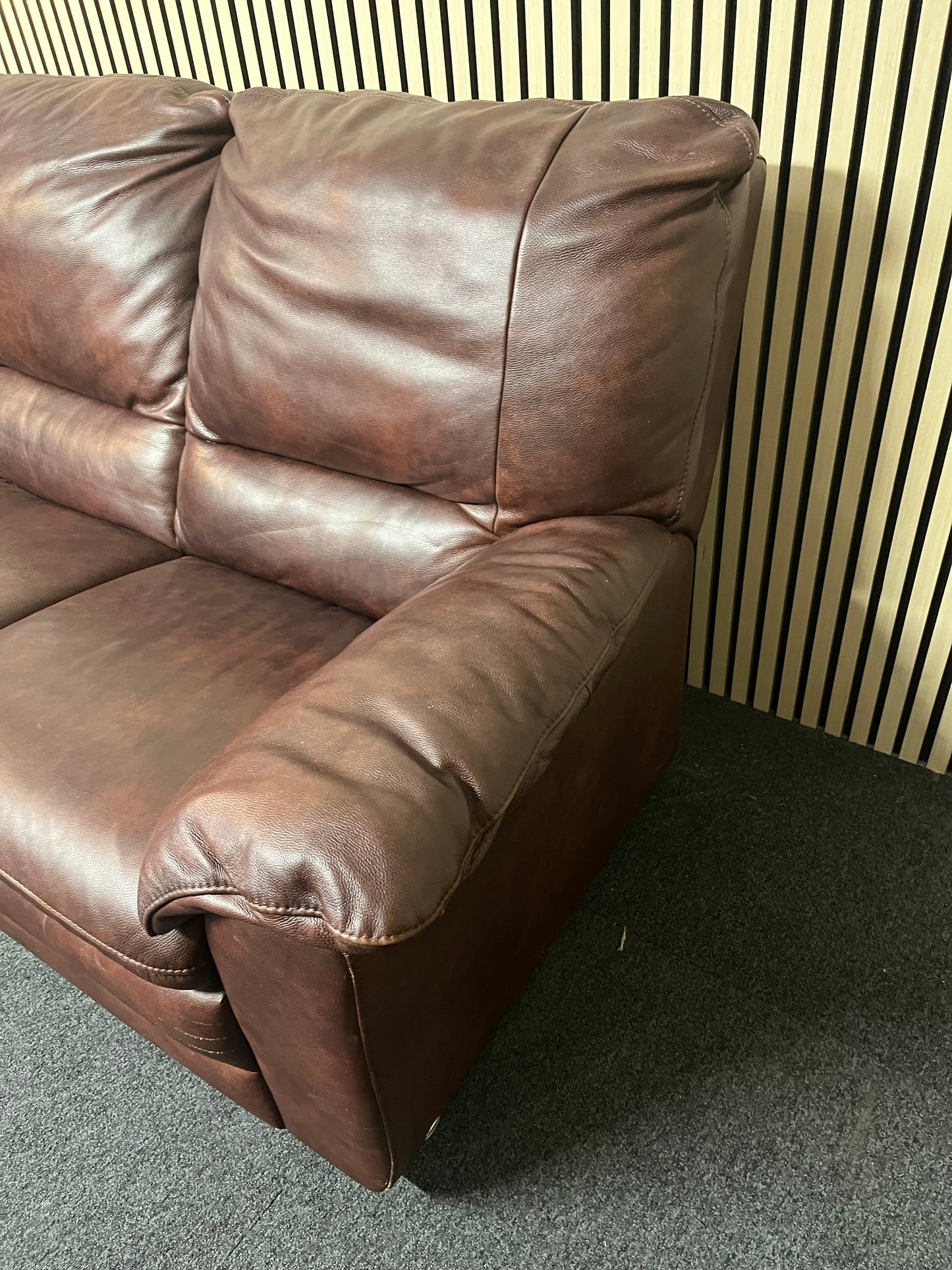 Brown leather 2 seater sofa   2325