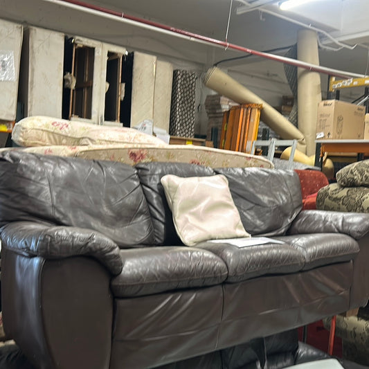 Brown leatherette 3 seater couch