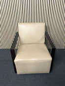 Switch Solid wood stained frame RECEPTION lounge chair with cream leather finish 2 image