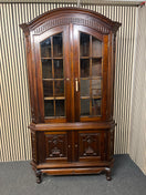 Switch Dark wooden display cabinet curved on top with glass doors (H 200 x W 120 x D 50 cm) 43807 2 image