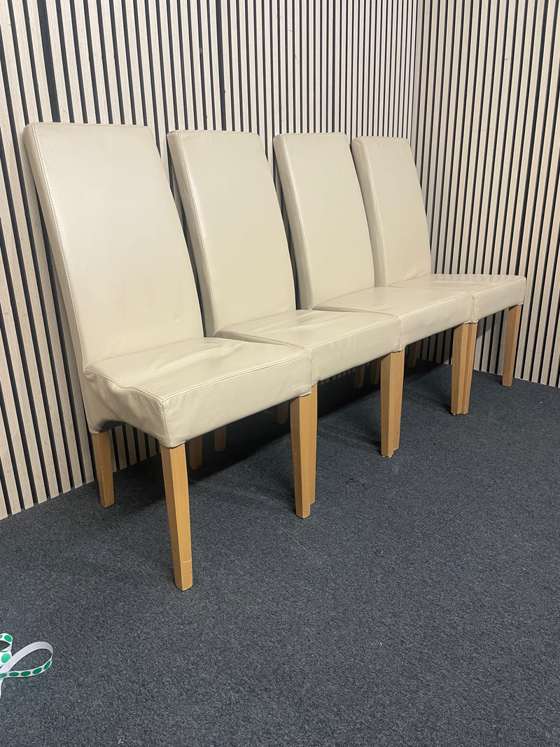 4 matching high-back dining chairs in cream leatherette  44734