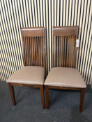 Switch Solid wood high back kitchen chair with cream leather seat (SET OF 2) 43742 2 image
