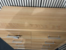 Tall 8 drawer beech laminate chest (H 103 x W 102 x D 41 cm)  44619