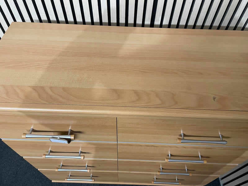 Tall 8 drawer beech laminate chest (H 103 x W 102 x D 41 cm)  44619