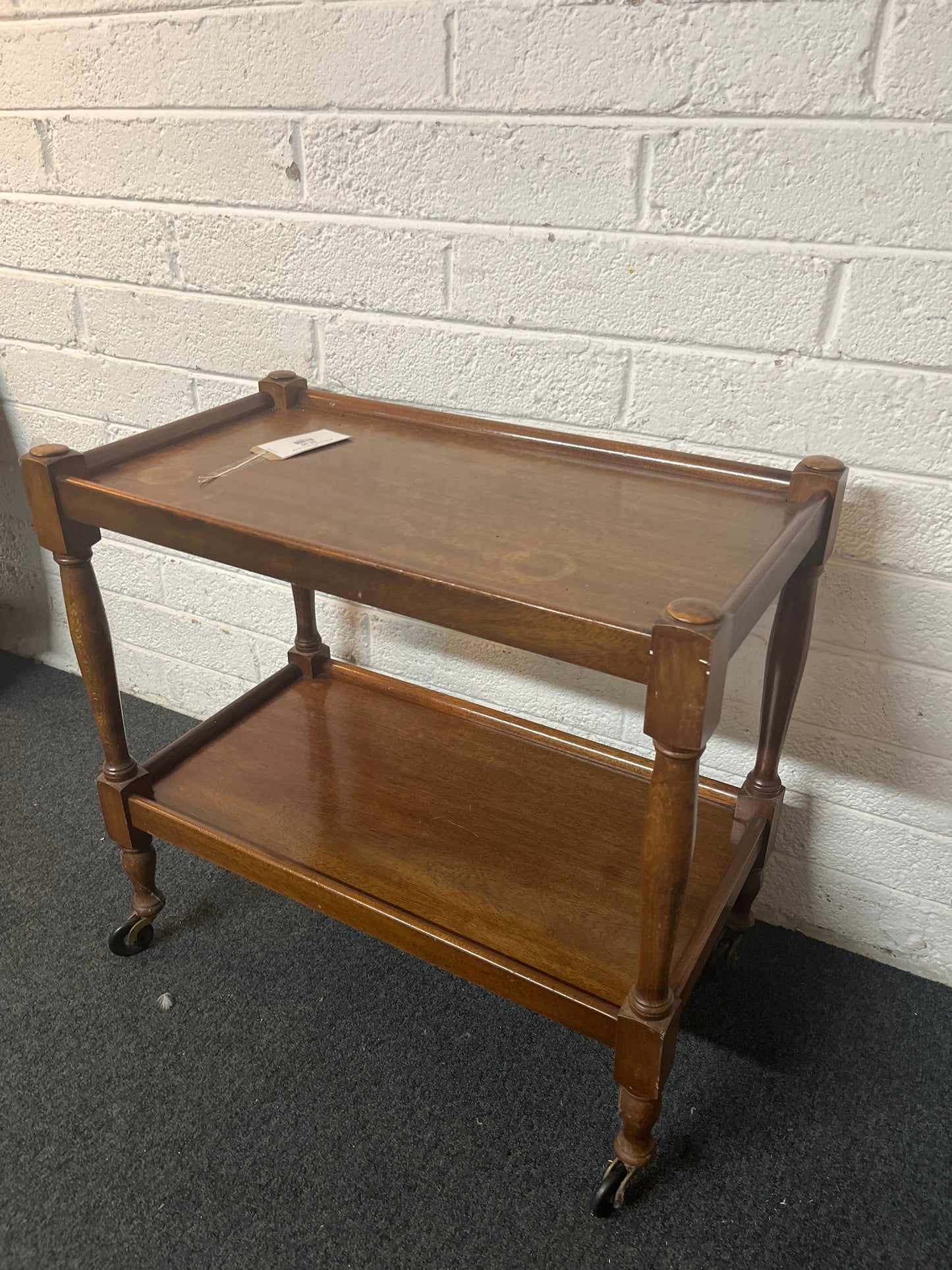Mahogany rectangular tea trolly on castors 3225