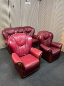 Switch 3+1+1 Wine leather Dutch Oak framed high back sofa suite  3126 2 image
