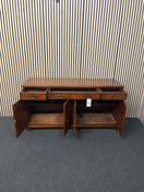 Inlaid mahogany four door three drawer mahogany sideboard (H 77 x W 154 x D 47 cm)  44561