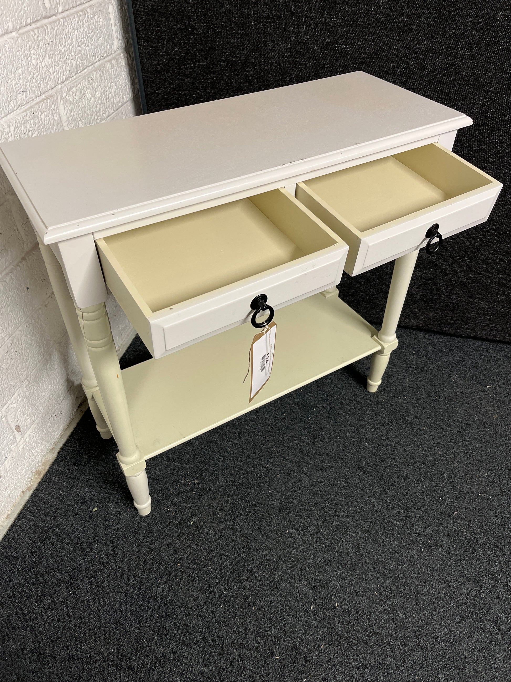 2 drawer white console table  1225