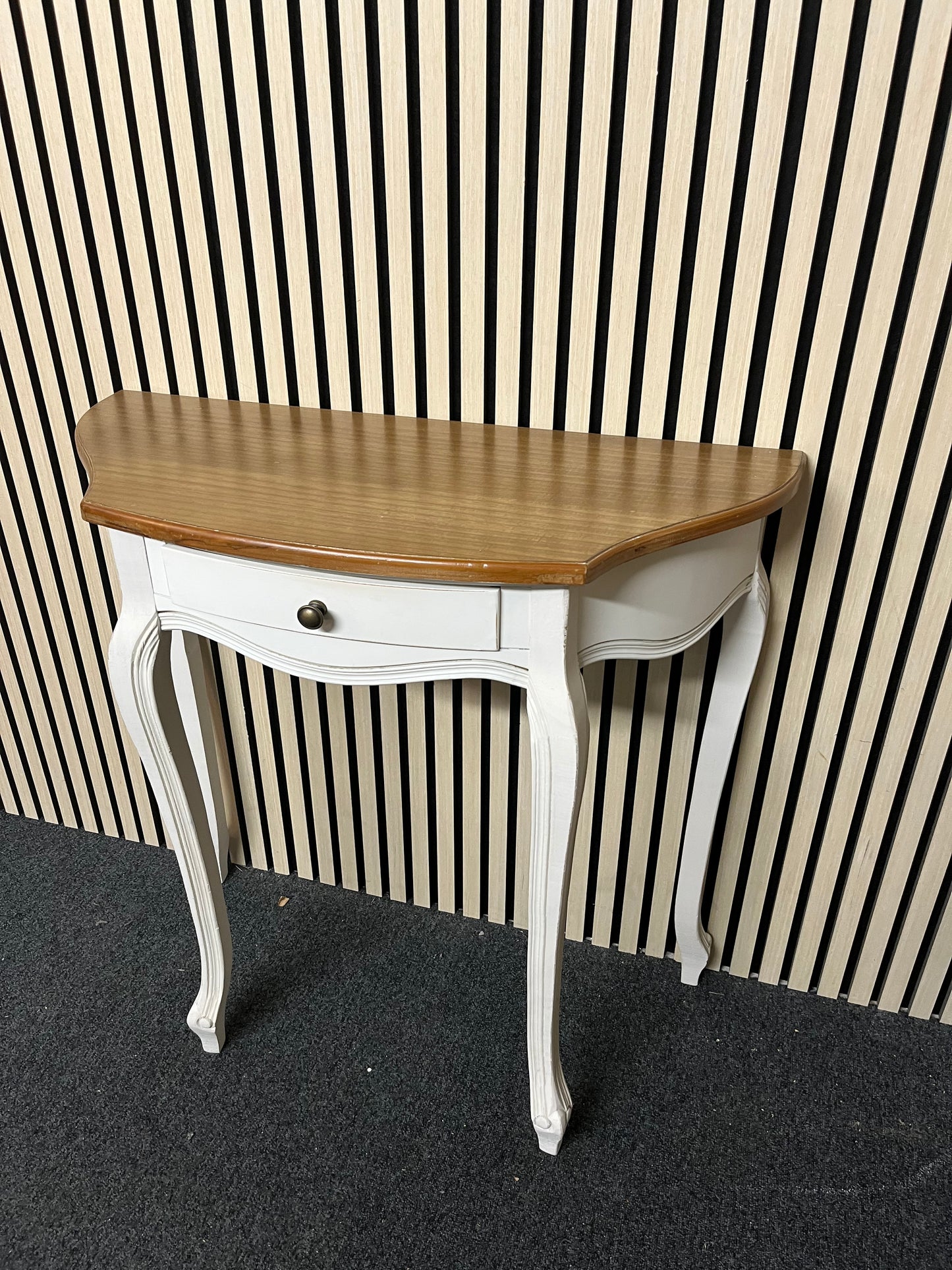 cream and oak laminate 1 drawer console table  2325