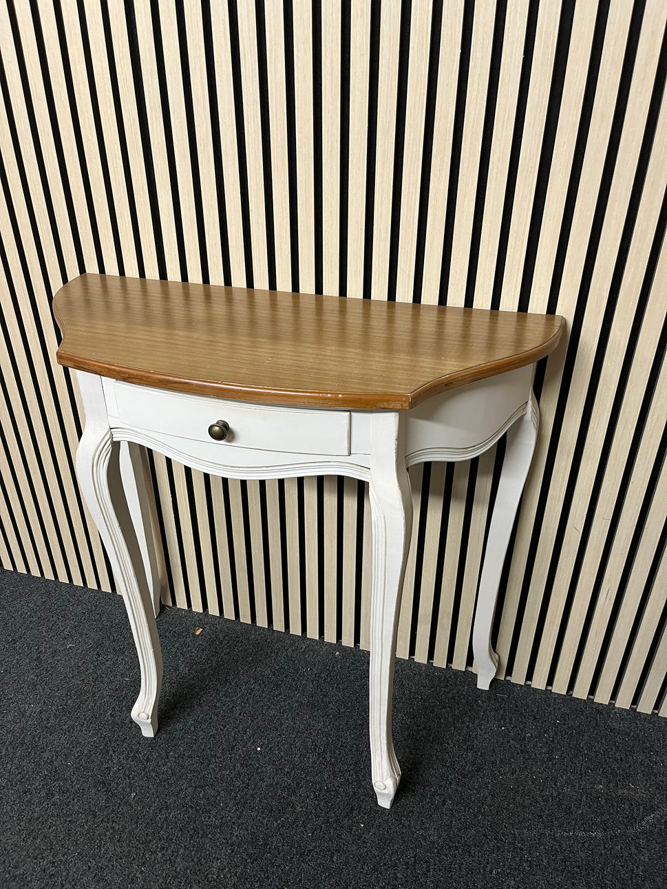 cream and oak laminate 1 drawer console table  2325