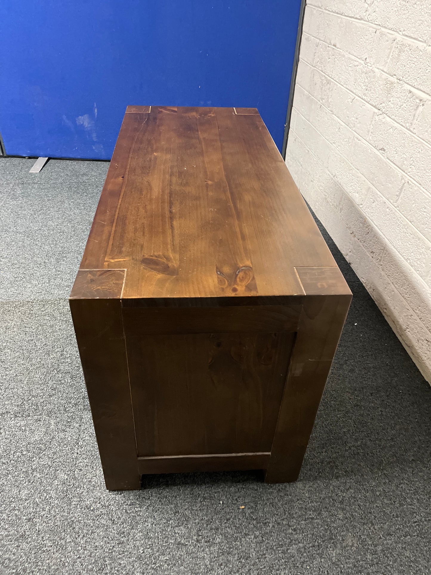 Solid dark wood stained 1 door low rectangular TV unit (H 580 x W 1060 x D 450 mm)  3125