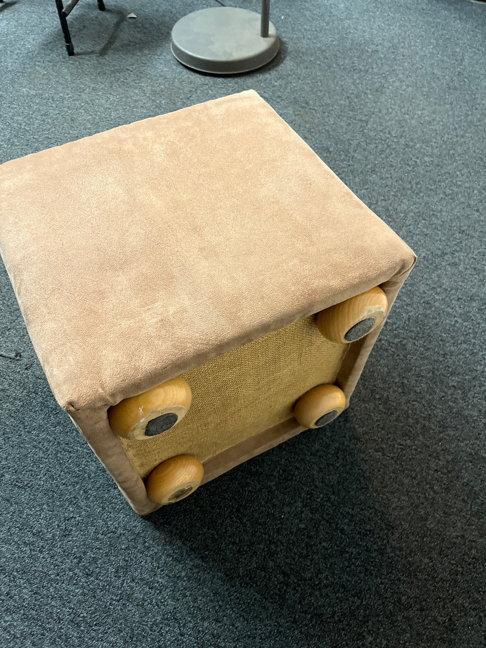 Brown suede effect fabric low square footstool  H 40 x W 40 x D 40 cm) 2225