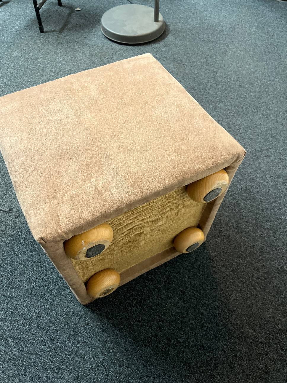 Brown suede effect fabric low square footstool  H 40 x W 40 x D 40 cm) 2225