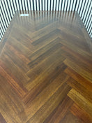 Large rectangular dark wood dining table with gold metal legs (L 180 x W 90 cm)  44578