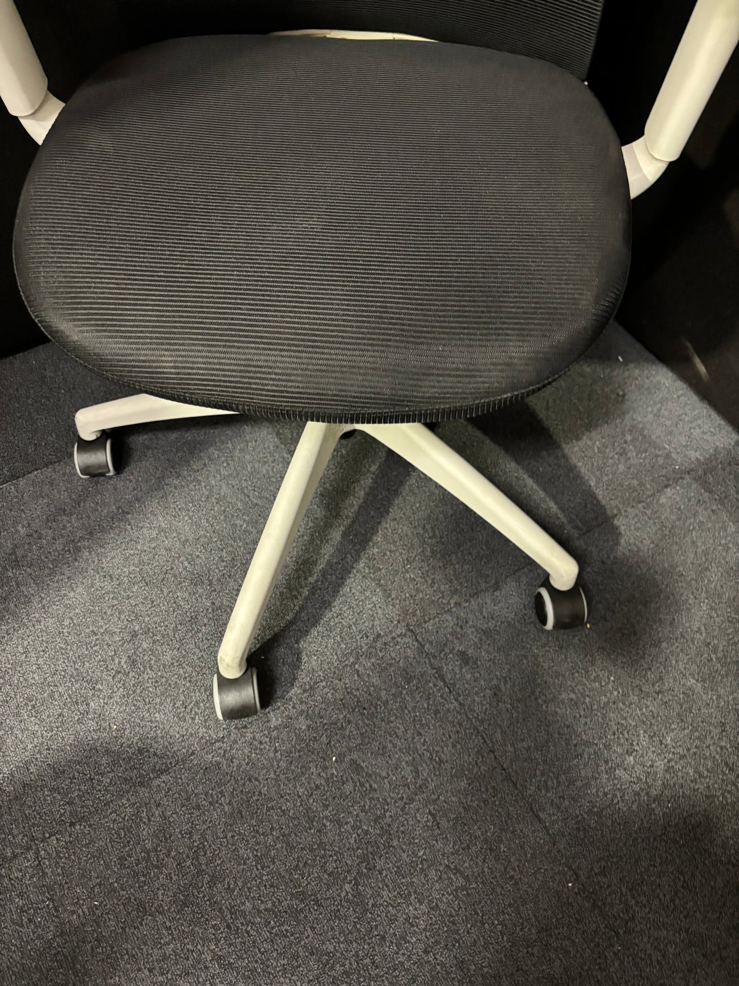 Sway black mesh back adjustable operator chair with black fabric seat, grey frame and base, price inc vat