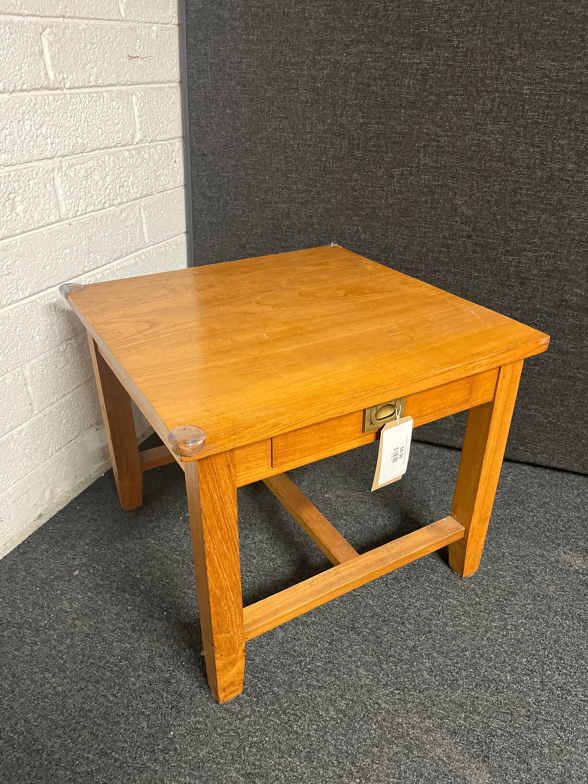 Small solid wood 1 drawer lamp table 1225