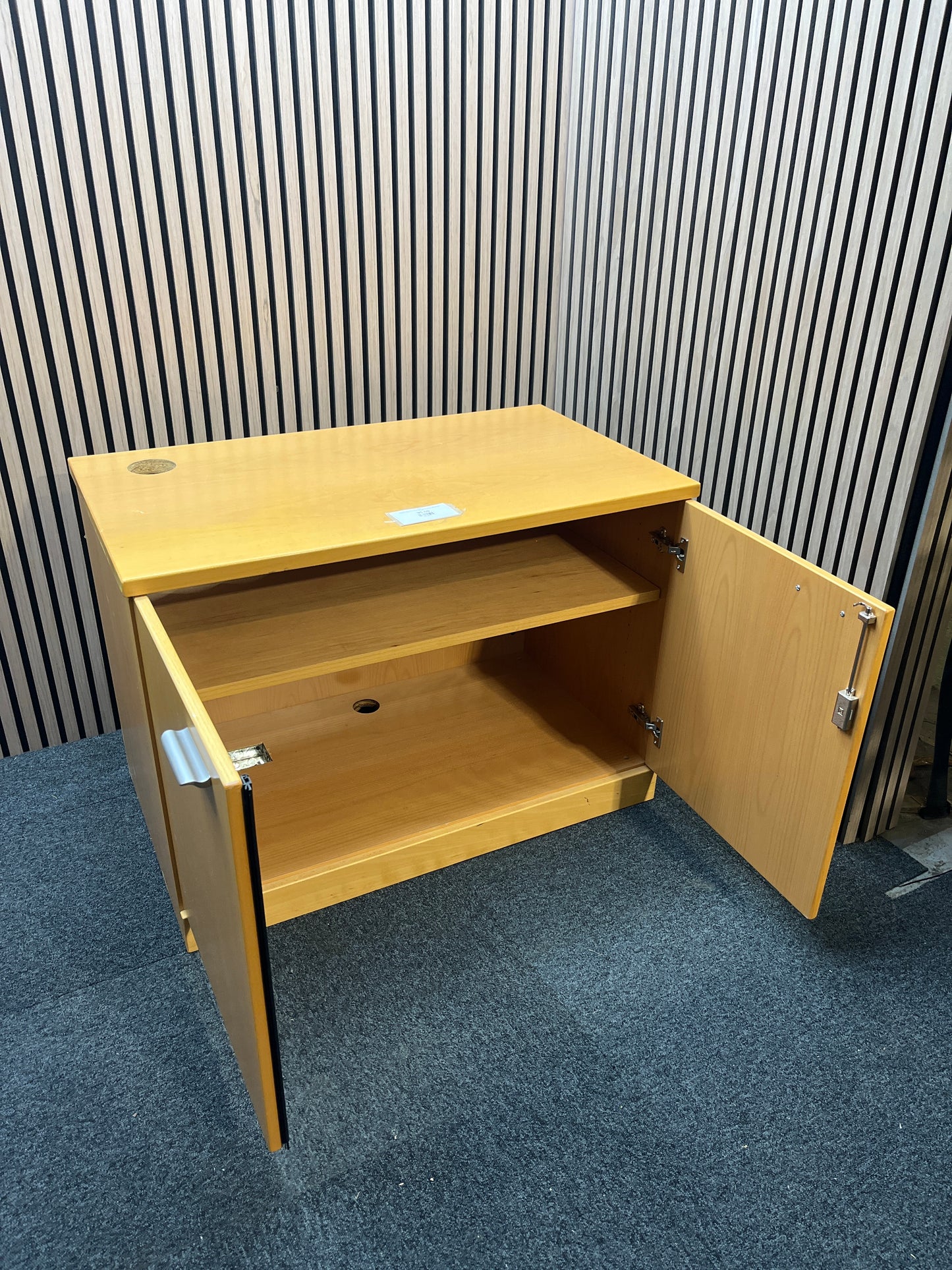 Beech 2 door low storage unit with key (H 72 x W 100 x D 58 cm)