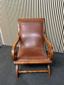 Switch Ornate solid dark wood stained occasional armchair with brown leather studded seat 2425 2 image