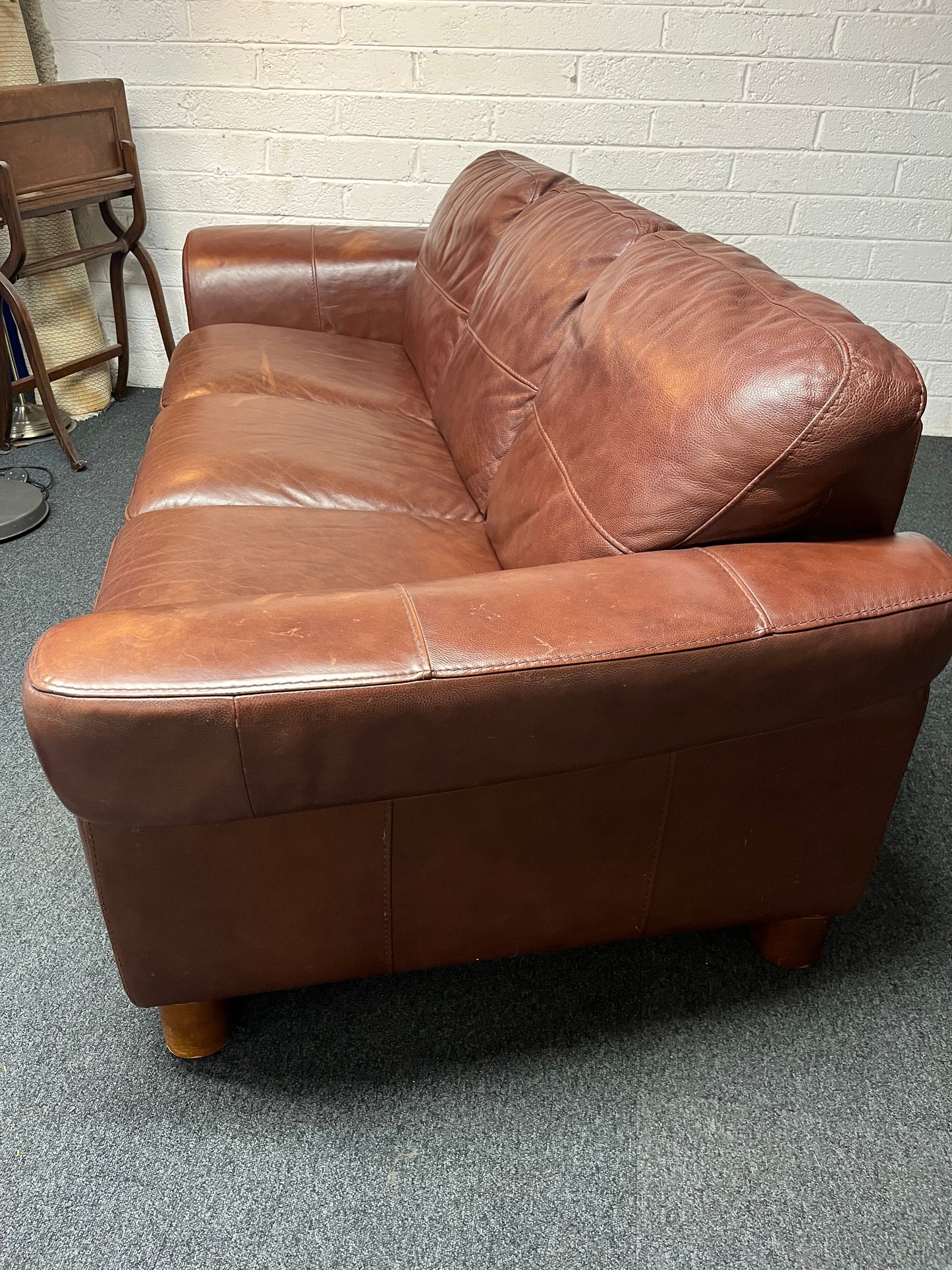 3 seater Italsofa dark brown leather sofa 2225