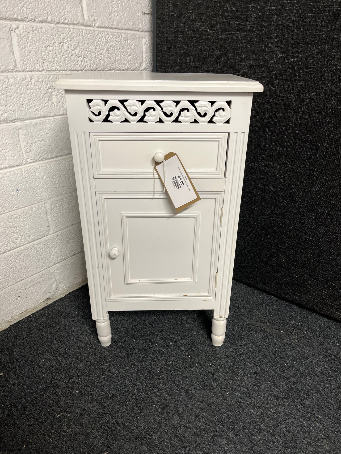 1 door 1 drawer white bedside locker  1225