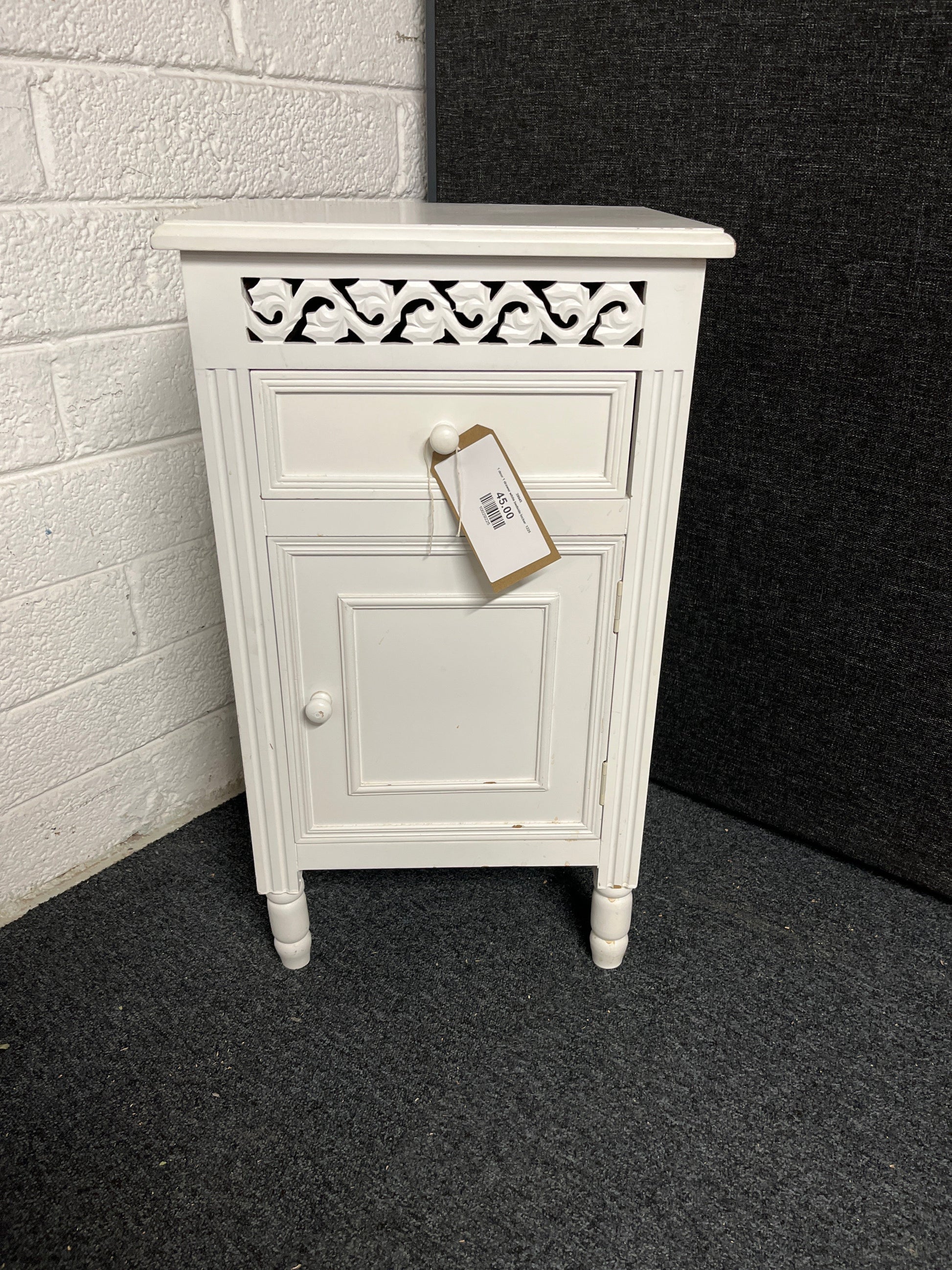 1 door 1 drawer white bedside locker  1225