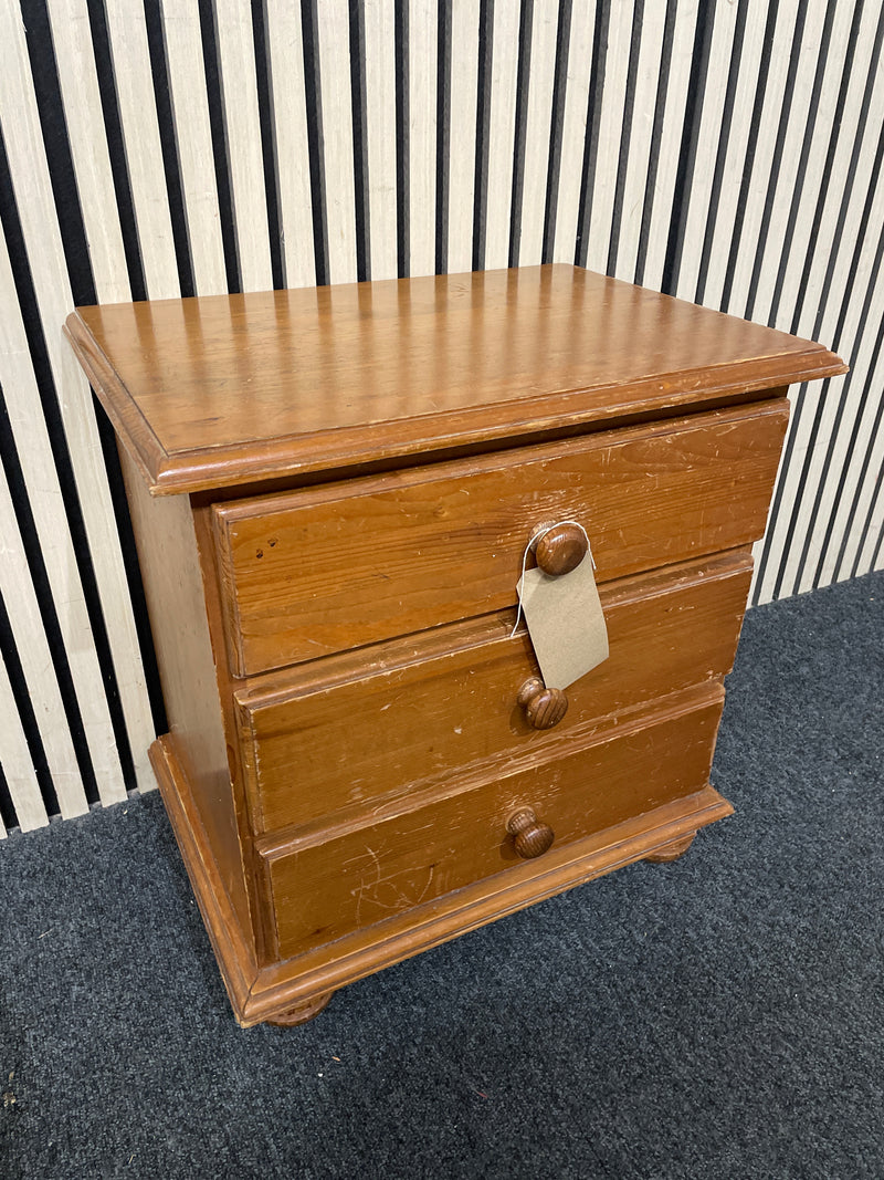 Solid pine 3 drawer bedside locker 54Hx50Wx36D  44540