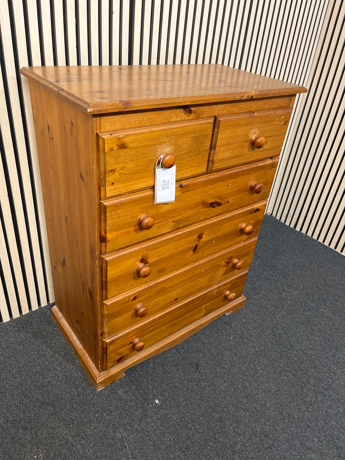 Solid pine chest, five drawers, (h 100 x 78 x d 42 cm)  44287