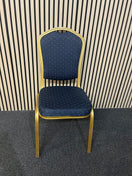 Switch Blue patterned fabric banquet stacking chair with gold effect metal frame 2 image