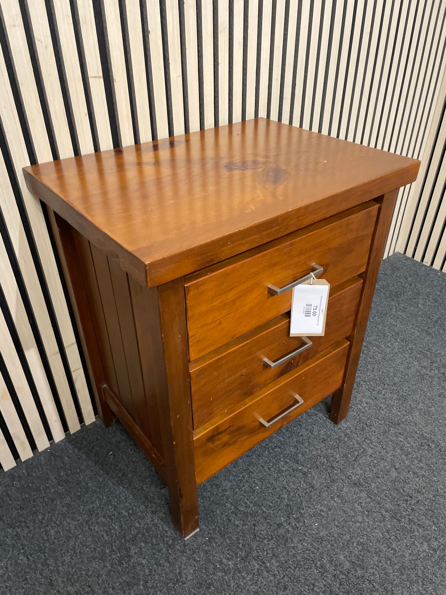 Stained solid wood 2 drawer bedside locker  3126