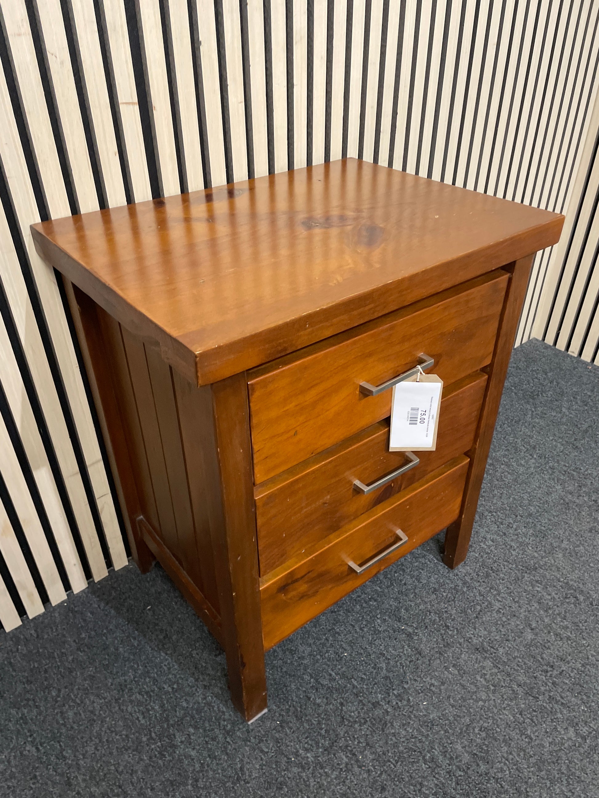 Stained solid wood 2 drawer bedside locker  3126