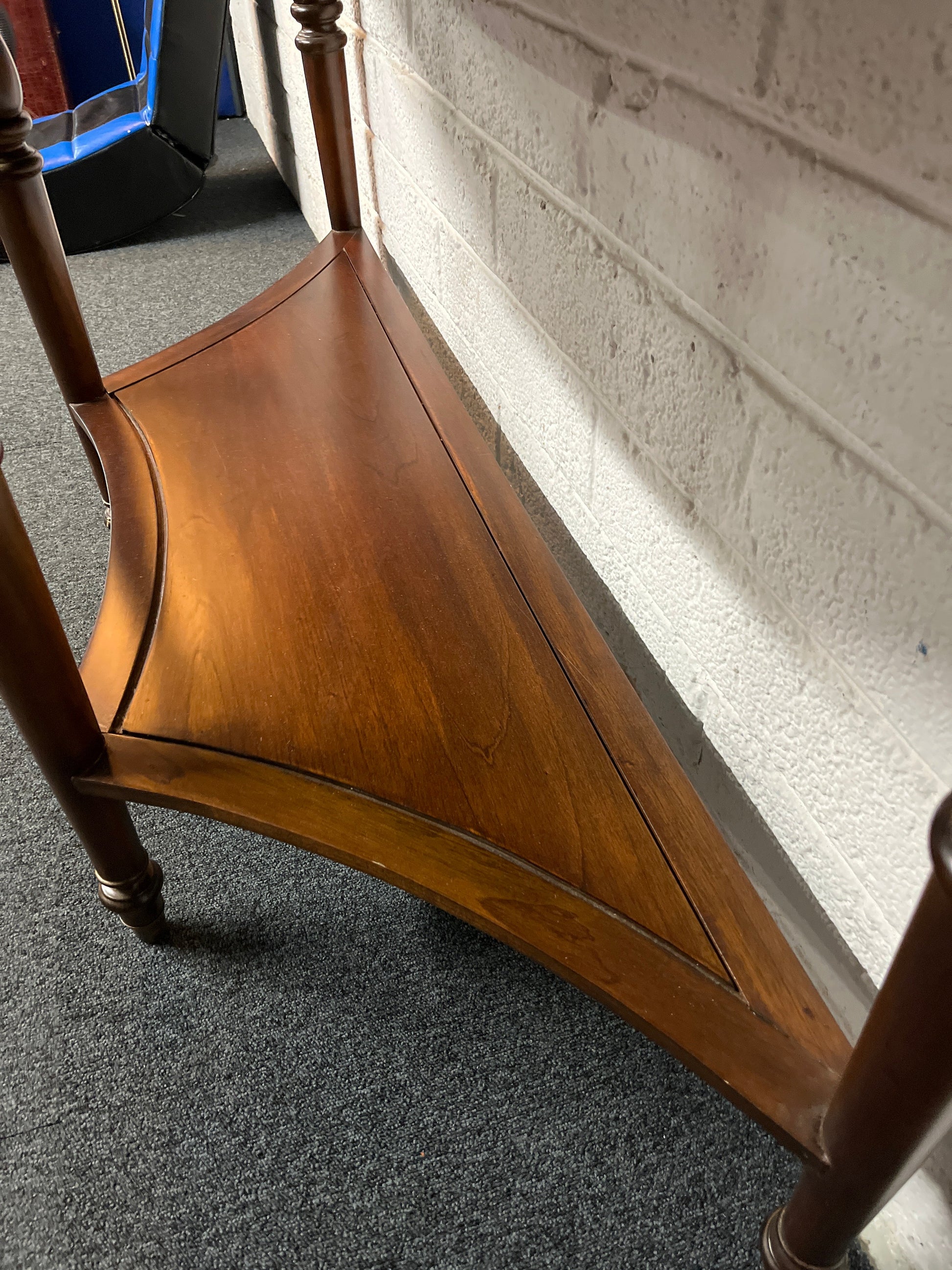 Large solid mahogany half moon console table  with base shelf (H 85 x W 150 x D 50 cm) 2225