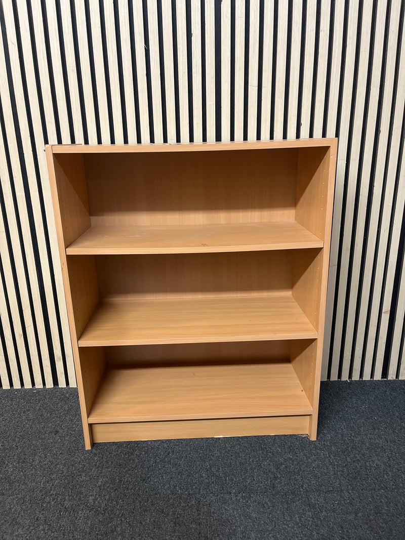 A compact wooden storage unit featuring three open display shelves. (H 84 x W 69 x D 29 cm)  44583
