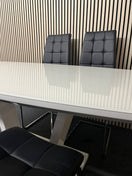 Switch High polished glass modern dining table with 4 no. matching leather cantilever chairs 1325 3 image